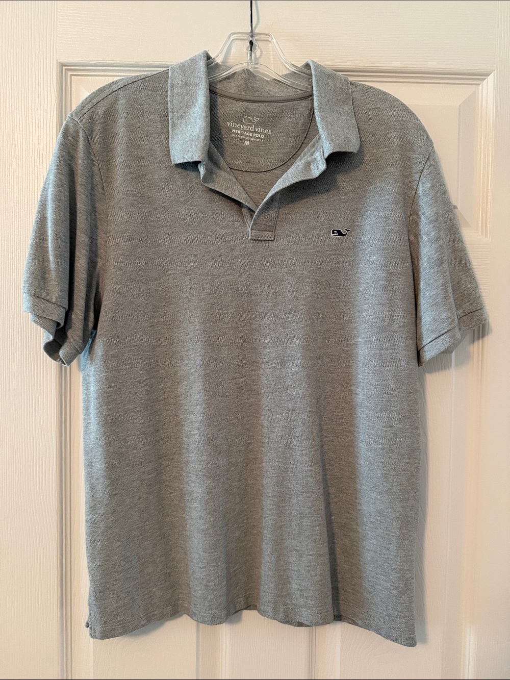 Vineyard Vines Men’s Light Gray Polo with Whale Logo